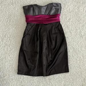 Speechless Juniors Y2K Strapless Grey/Black Satin Formal Dress w/ Pockets size 3